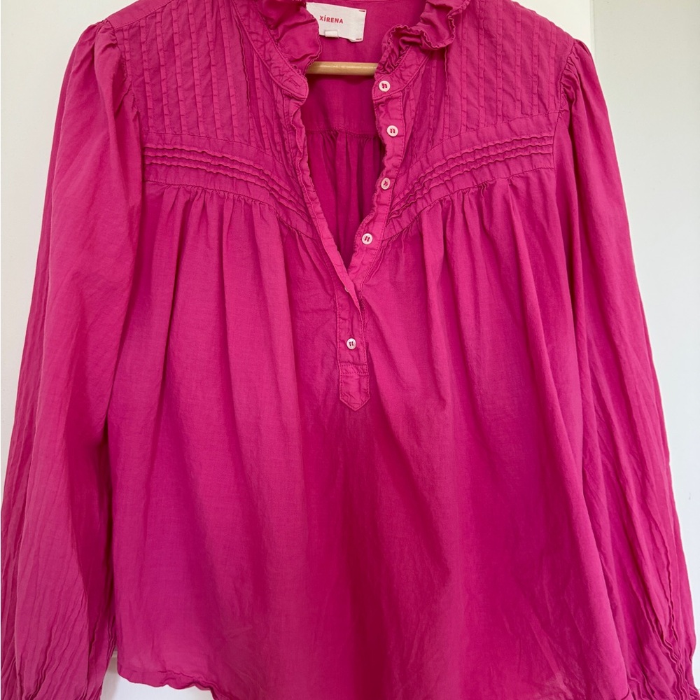 Xirena Pink Ruffled Women's Cotton Top S